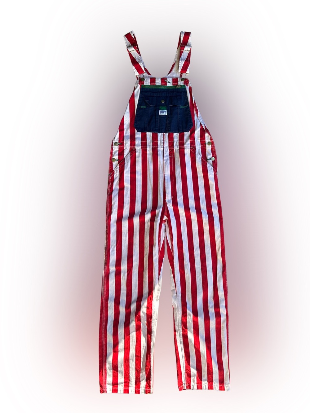 Liberty YB906LR9 Striped Bib Overalls Red White & Blue Waist 34x32